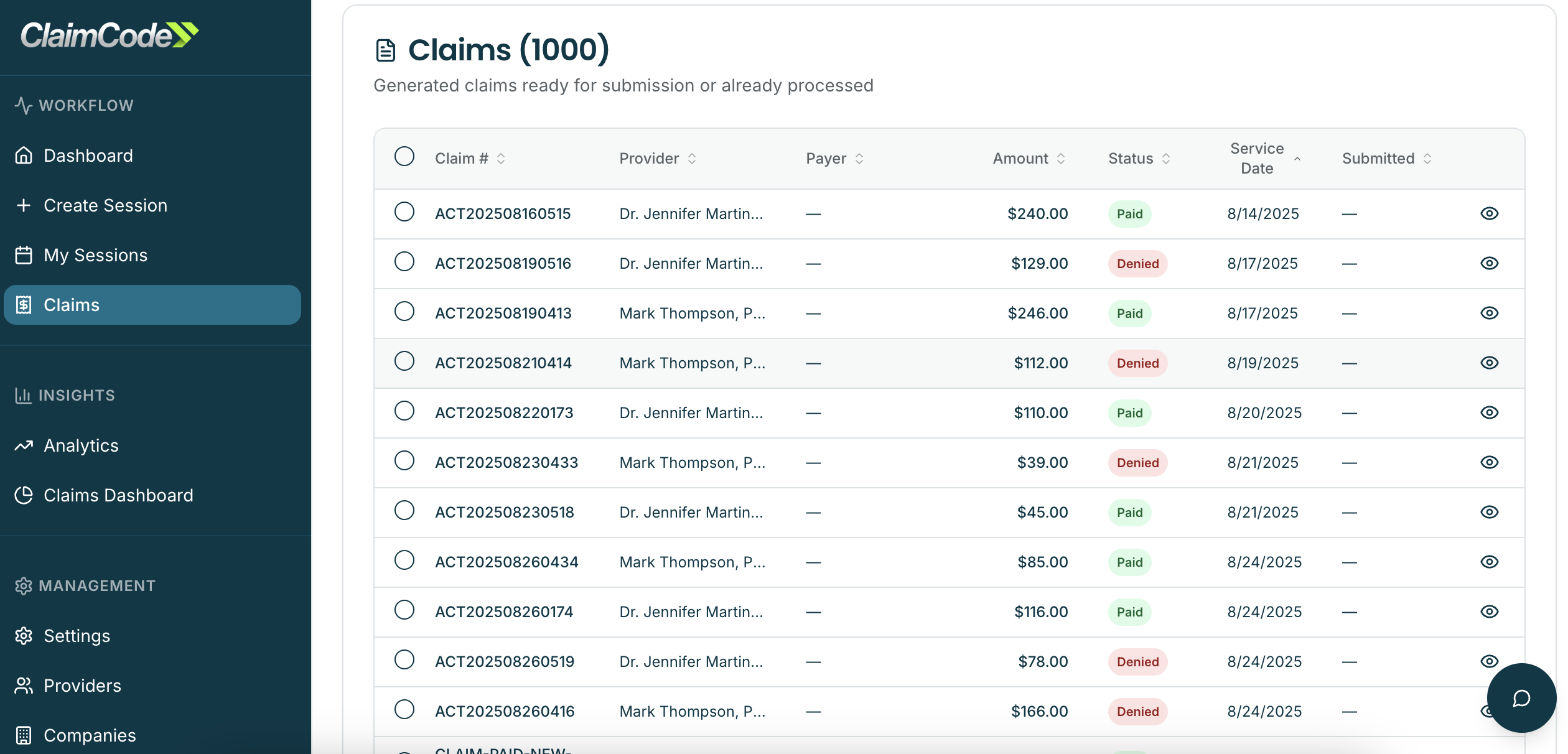 Comprehensive Claim Monitoring